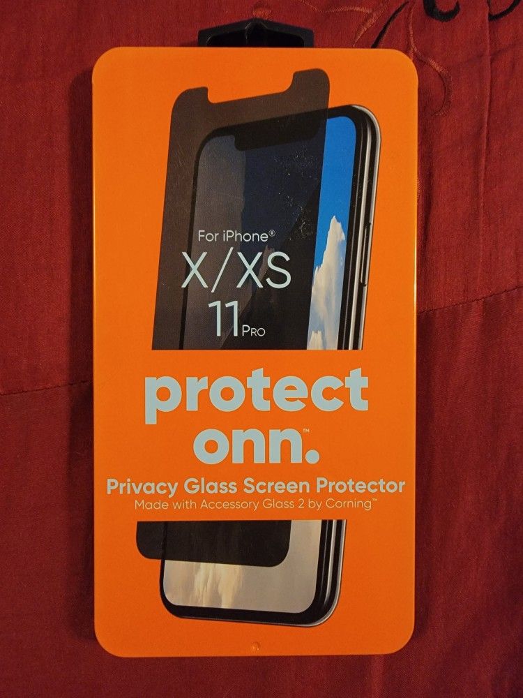 Onn Protect Privacy Glass Screen PROTECTOR for iPhone X/XS 11 Pro