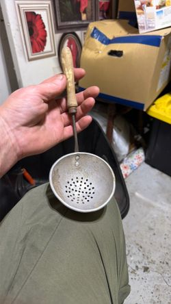 Antique strainer spoon and spatula