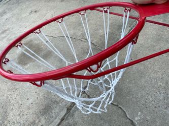 Red Basketball Hoop with White Net