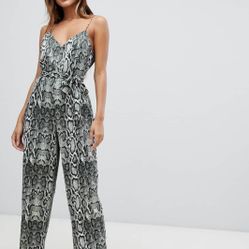 jumpsuit with wide leg in snake print