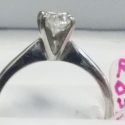 Platinum Iridium Solitaire Oval Diamond 0.75ctw Ring Size7