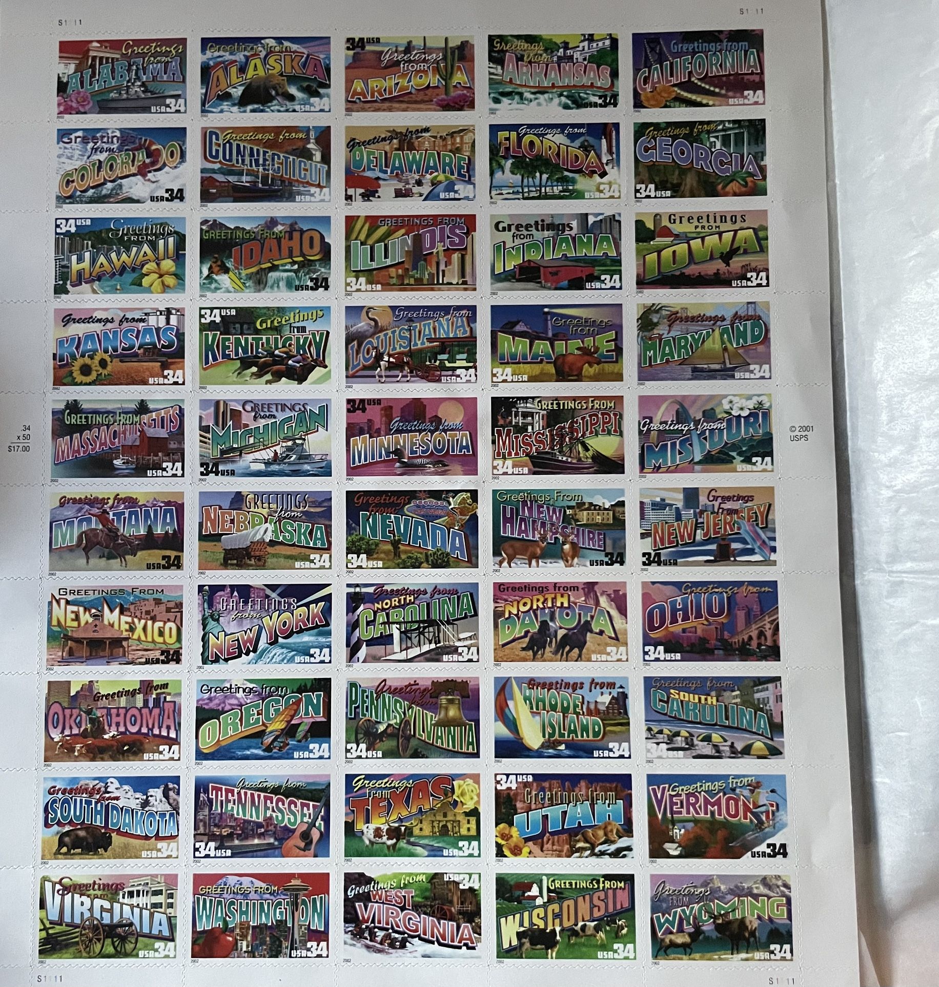 Greetings from America stamp series (issued in 2002)