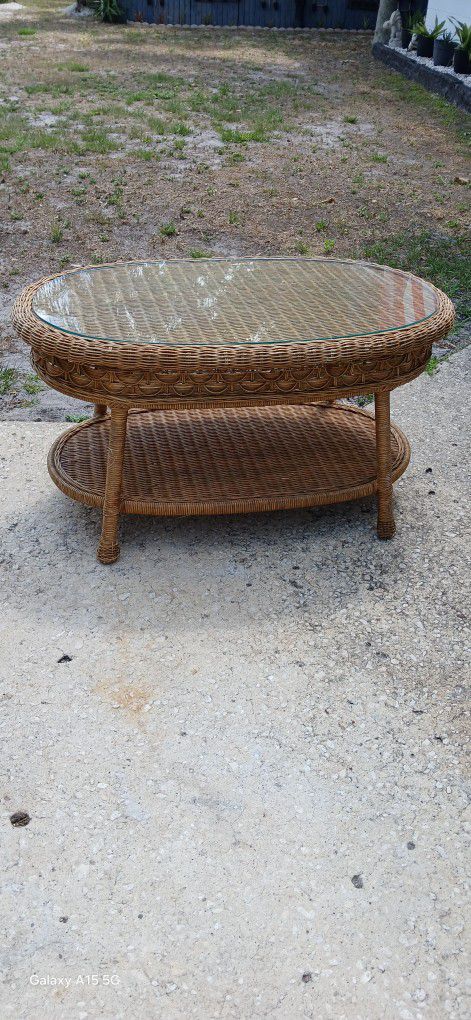 Natural Wicker Coffee Table 