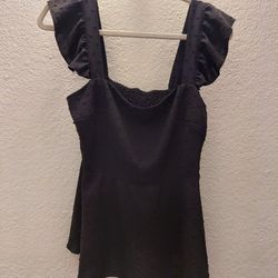 Black Square Neck Blouse Size Large $8