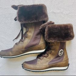 Timberland Women Brown Grammercy Boots Snow Winter Authentic Lace up Logo Ugg