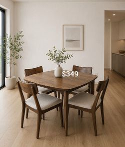 Beautiful! 5-pc dining table set walnut finish