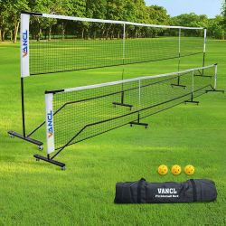Pro Pickleball Net Portable with Wheels – 22ft Heavy Duty Pickleball Net System with Sturdy Aluminum Frame for Outdoor & Indoor – Nylon Net & Carrying