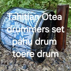 Tahitian Otea Set, Pahu Drum And Toere Drum, Excellent Condition 