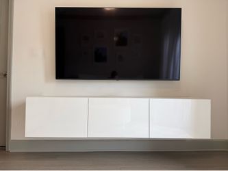 Modern White Floating TV Console/Media Cabinet, Storage Console, TV Stand