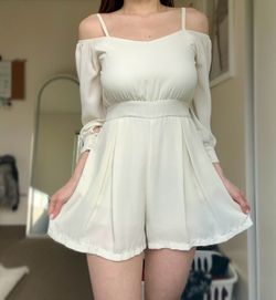 White Off Shoulder 3/4 Sleeves Romper (Size S) - LOCAL MEETUP ONLY