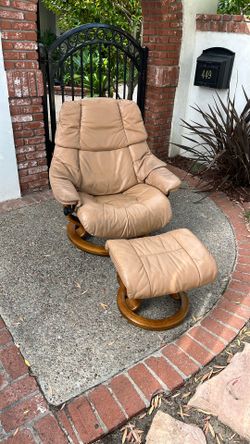 Leather Butterscotch Chair And Ottoman