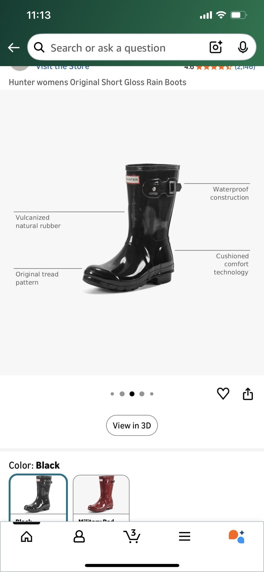 Hunter womens Original Short Gloss Rain Boots