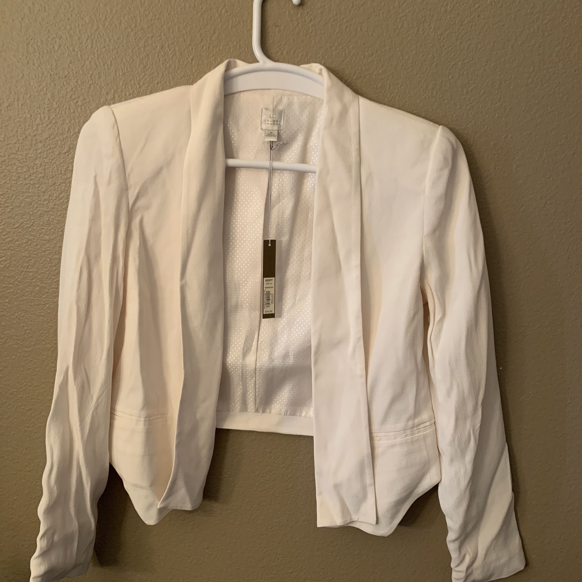 New Lauren Conrad short jacket. Off white. Lined. Never worn