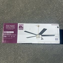NEW 52" Merwry Ceiling Fan, Brushed Nickel, LED + Remote