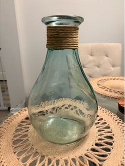 Large Decorative Glass Vase - Coastal/Farmhouse Style - 12.5" Tall