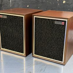 Julliette R6923 Restored 1960’s 2-Way Bookshelf Speakers - Walnut + Tweed MCM