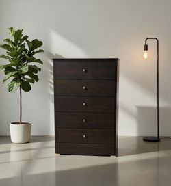 Dark Brown Chest Five Drawer New!