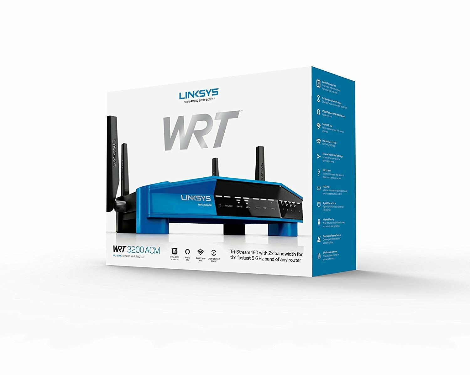 Linksys AC3200 Dual-Band MU-MIMO Gigabit Smart Wi-Fi Tri-Stream Router - Black (WRT3200ACM)