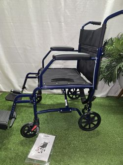 Carex Transport Wheelchair With 19 inch Seat, Folding Transport Chair with Foot Rests, Silla De Ruedas