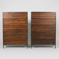 Stunning Pair of Industrial Modern Reclaimed Wood & Steel Dressers - Must See!