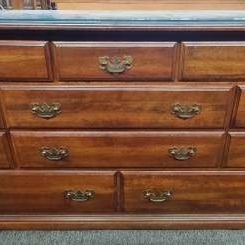 Solid Cherry Dresser with Glass Top 

