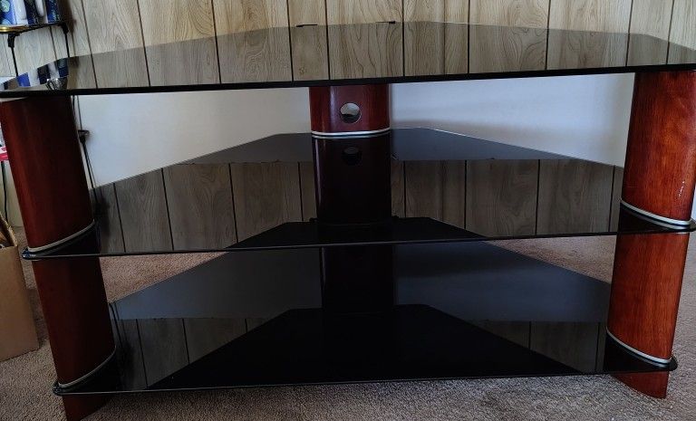 Beautiful 3 Tier Black Glass TV Stand