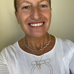 STARS Zig Zag Diamond Tennis Necklace 16" 18k White Gold Rhodium STERLING SILVER NEW