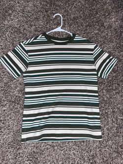 Green and white striped shirt