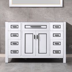 Milan 4821-WH WOODBRIDGE Milan 48"x21"x33" Solid Wood Bath Vanities Cabinet Only without Top, White,