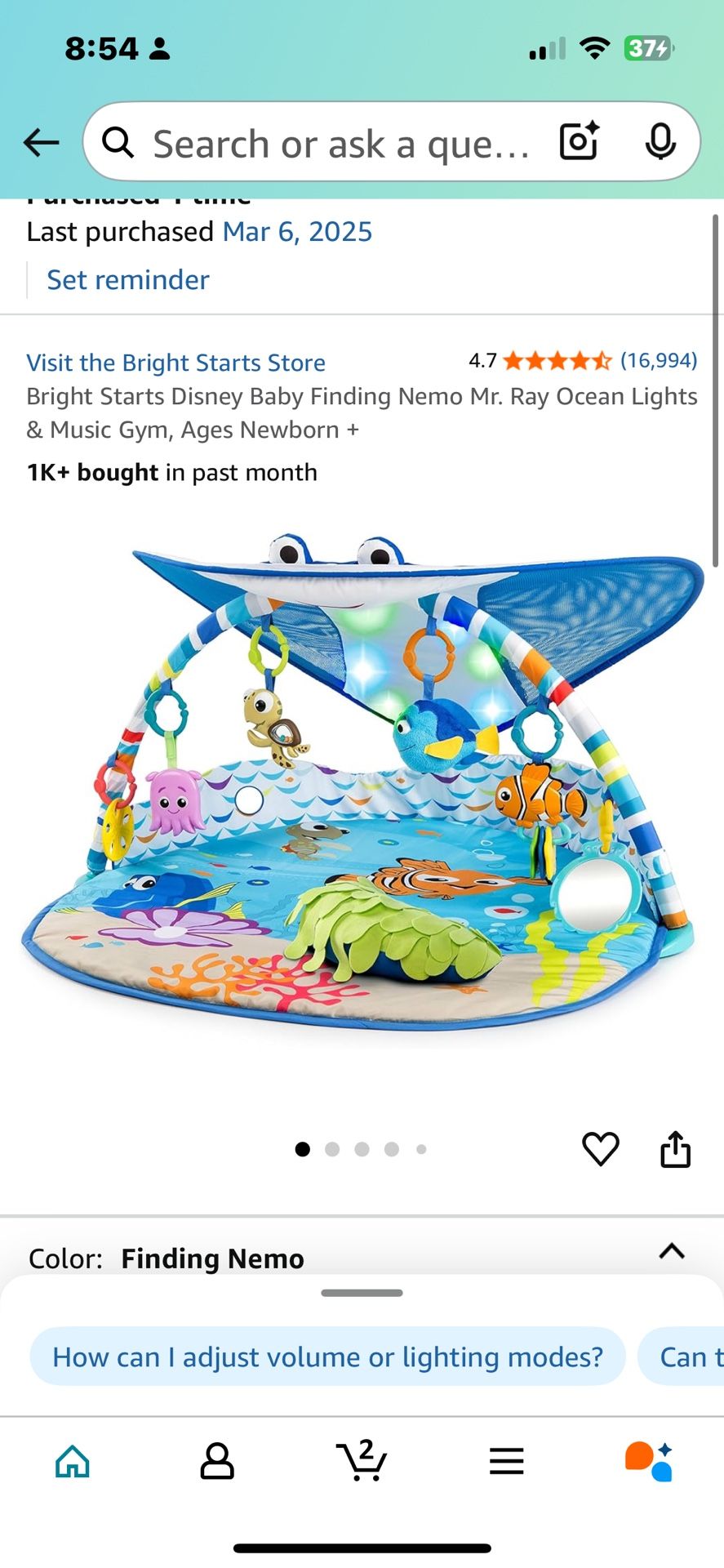 Finding Nemo Baby Play Light Up Mat