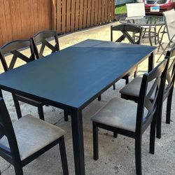 Dinning Table Set With Six Padded Chairs