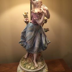 Vintage Boy & Girl Ceramic Italian Lamps