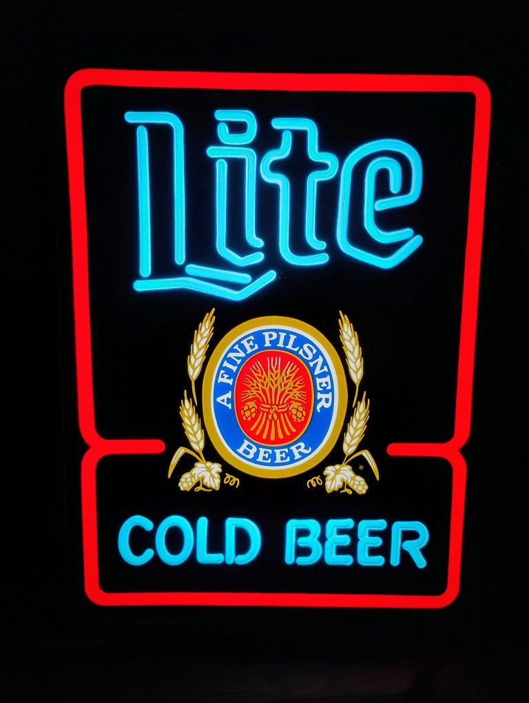 Vintage "1984" "Miller Lite" Neon Sign - Perfect!