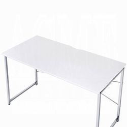 Modern Glam White Chrome Finish Writing Student Home Office Desk | Escritorio