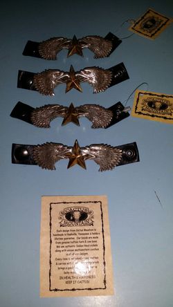 Vest extensions for motorcycle leather vest, Silver Eagles with gold stars absolutely beautiful.