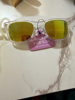 Clear Frame Sunglasses with Yellow Mirror Lenses