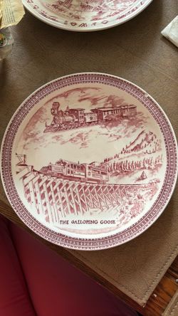 The galloping goose. Vintage plate. By Vernon kilns