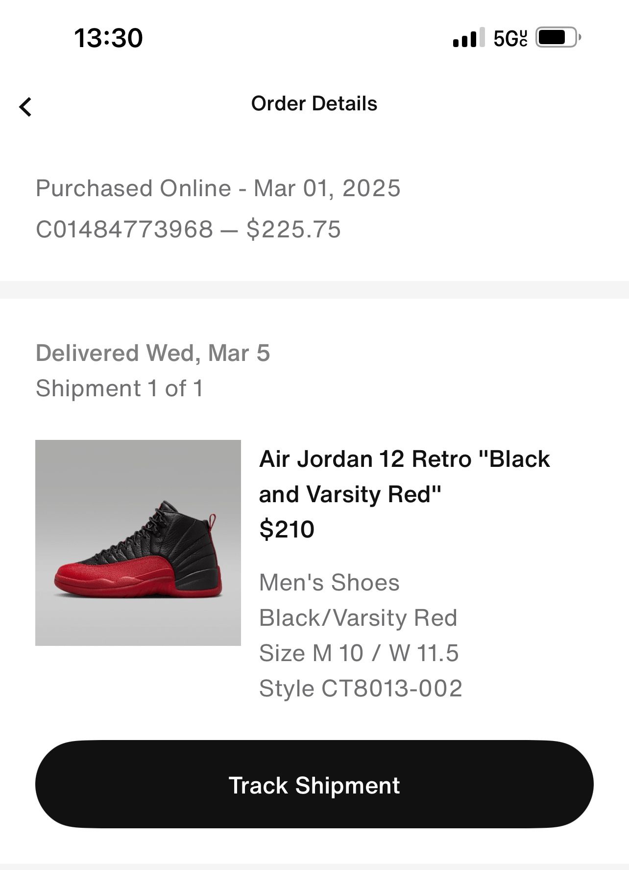 Jordan Retro 12 Flu Game Size 10 DS