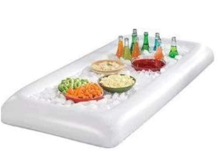 NEW WITHOUT TAGS Inflatable Serving/Salad Bar Tray Food Drink Holder - BBQ Picnic Pool Party Buffet Luau Cooler,with a drain plug.