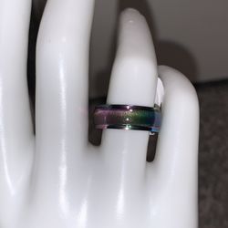 Size 7 1/2 Stainless Steel Rainbow Ring