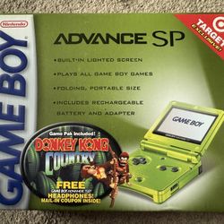 NEW Nintendo Game Boy Advance SP Lime System W/ DK Country Target Exclusive Sealed SELL/TRADE