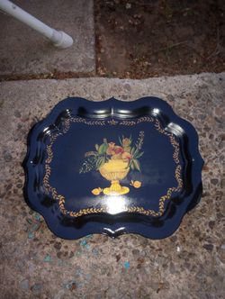 1950's Vintage Hand Painted Tolerware Tray Oversized 