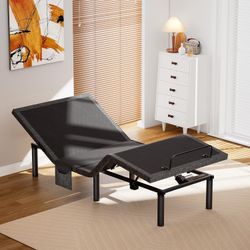 Adjustable Bed Frame, Twin XL Adjustable Bed Base with 4 USB Ports & Under-Bed Night Light, Head & Foot Incline, Electric Bed Frame with 4 Height Opti