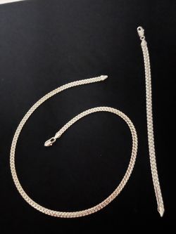 Beautiful Herringbone 19 Inch Necklace with Matching 8 Inch  Bracelet Set for you or Someone Special