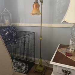 Antique art deco Bridge Floor Lamp With Uranium Glass