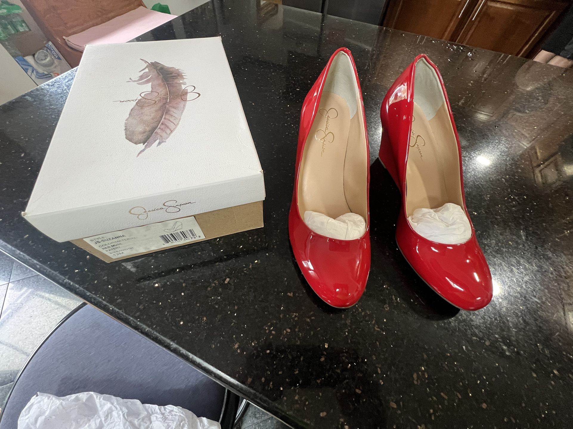 Beautiful Red Wedge Pumps Size 12
