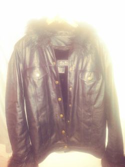 Leather jacket with fur