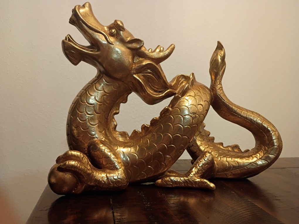 Large Golden Dragon Figurine
