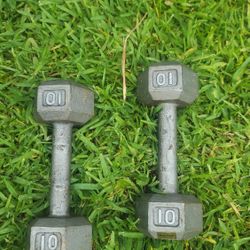2 X 10 Lb.  Of Dumbbells,  