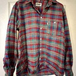 Missoni Sport Italy Men’s Plaid Check Tartan Striped Casual Dress Cosby Shirt Size L